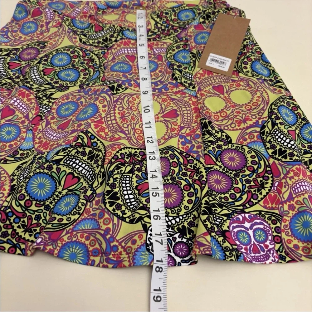 DonaJo Womens 2 Medium Sugar Skull Tennis Athletic Skort Skirt Built in Shorts - Picture 5 of 9